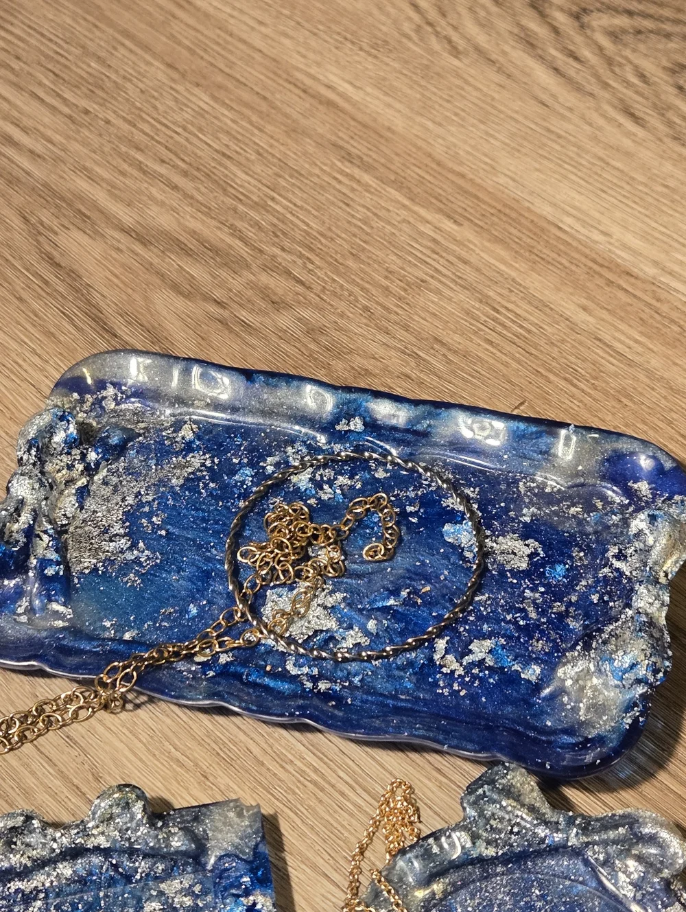 Handmade Blue & Silver Resin Vanity Trays Set Of 3 Bows